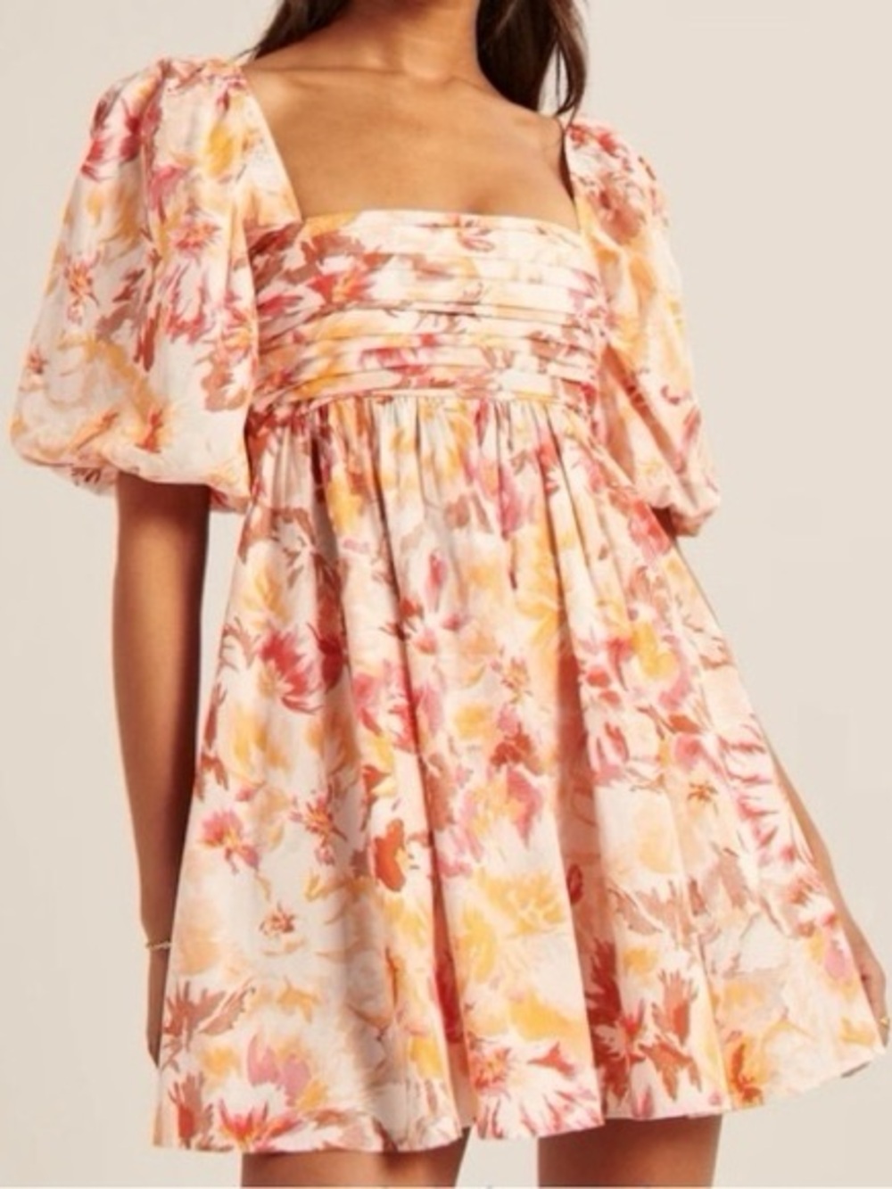Abercrombie & Fitch Emerson Mini Dress Size Small Poplin Puff Sleeve Floral